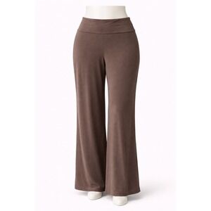 George Simonton Womens 3X Dark Taupe Regular Palazzo Pants with Foldover Waistba